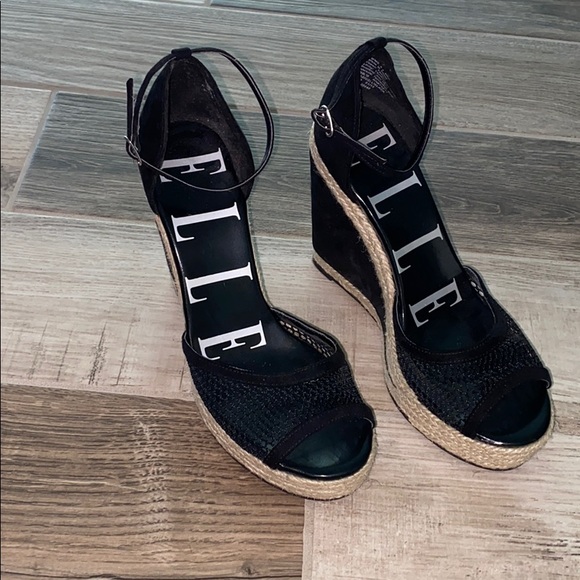 Elle Shoes - Like new! Black platform espadrilles. Size 9.5